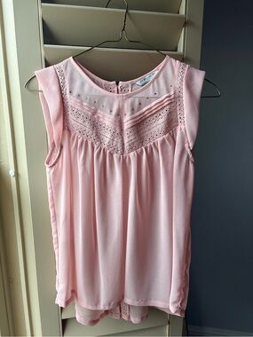 Girls Light Pink Sleeveless Blouse